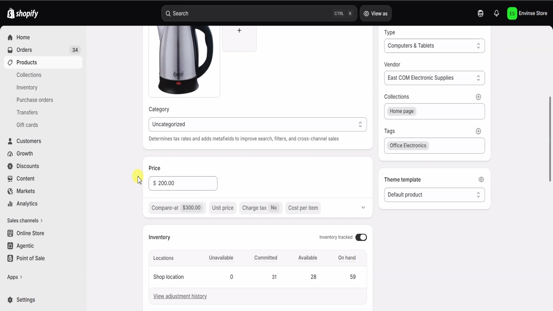 Acumatica Enable/Disable Features screen (CS100000) with Retail Commerce and Shopify Connector enabled.